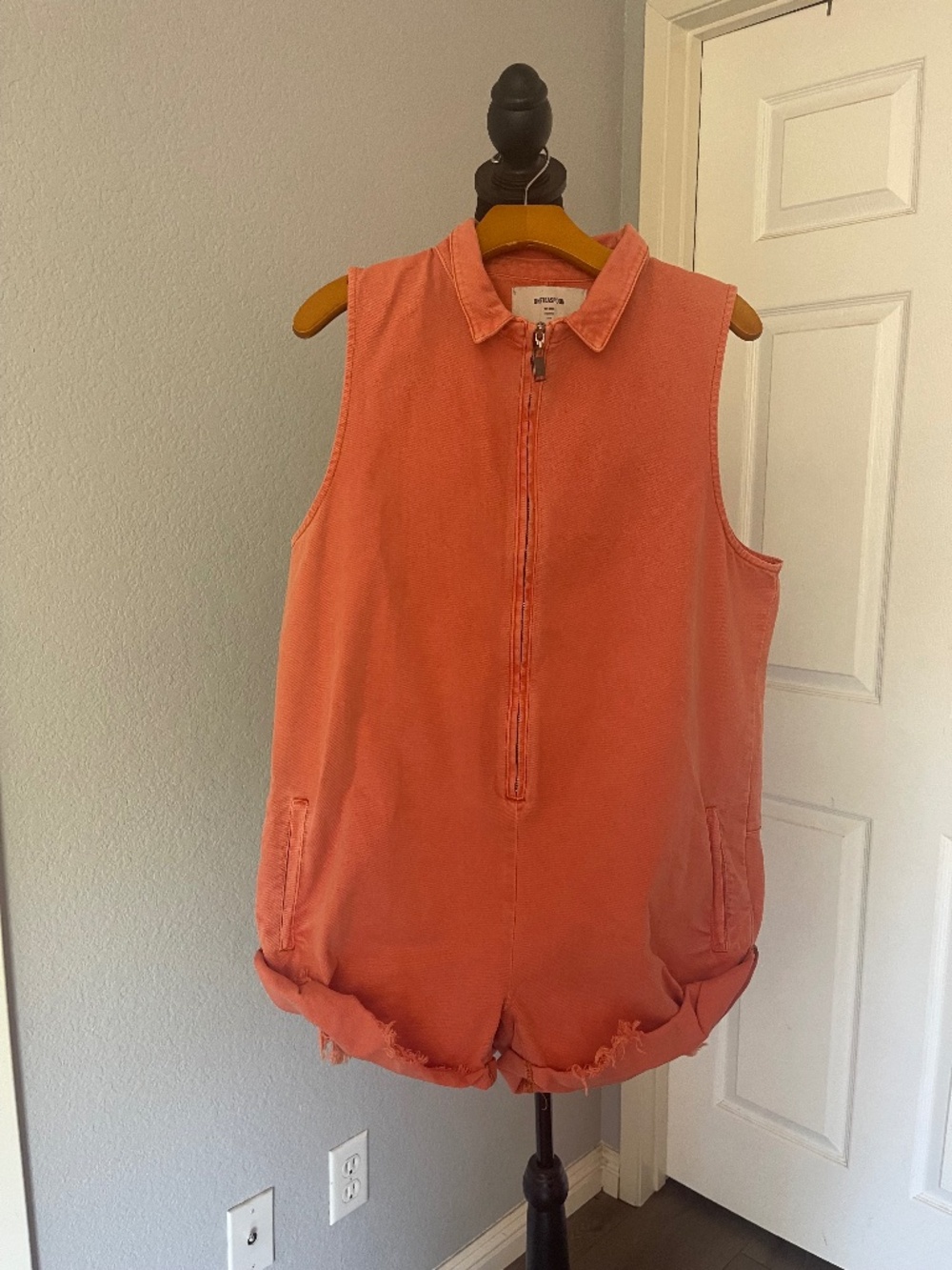 One Teaspoon Orange Denim Romper